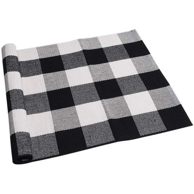 Paillasson en coton à carreaux avec tapis à carreaux lavables pour l'extérieur