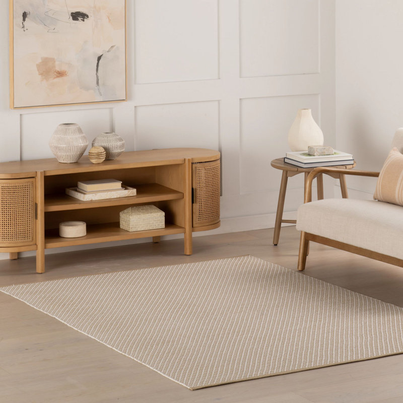 Riviera Khaki Handwoven Indoor/Outdoor Rug, Rectangle 6'8" x 9'6"