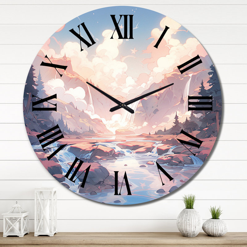 Mountain Majesty I Metal Wall Clock, Extra Large