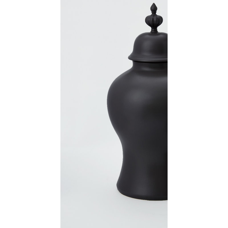 Beaufort Ginger Jar-Matte Black, 13.5" H x 7" W x 7" D, Matte Black