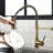 Black And Gold Pull Down Kitchen Faucet - Ceramic Cartridge For Precise Water Control, To Scratches, Convenient Flow Adjustment Commercial Sink With Pull-Down Long-Lasting Functionality, Easy Operate