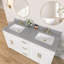 Comptoir de meuble-lavabo double 60 po, comptoir en pierre reconstituée avec 2 lavabos intégrés, comptoir en marbre gris moucheté avec trous de robinet central de 4 po, dosseret de 4 po inclus