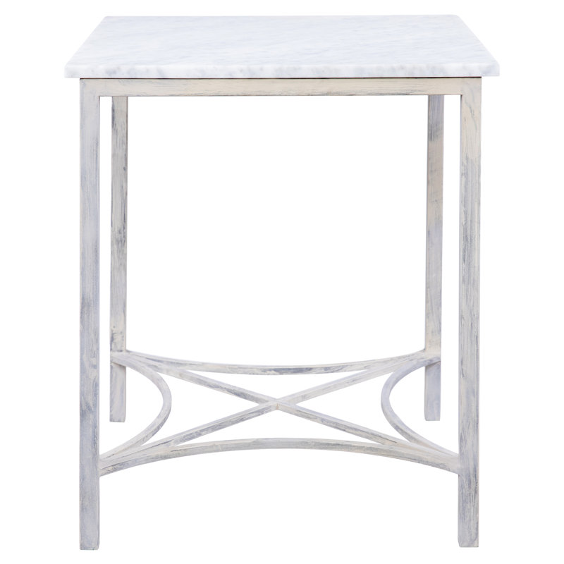 Bella Marble 3 Legs End Table, Deep Ocean, Carrera Marble