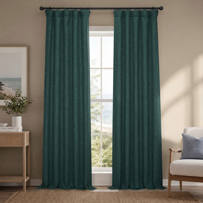 Ottis Faux Linen Room Darkening Curtain Panel