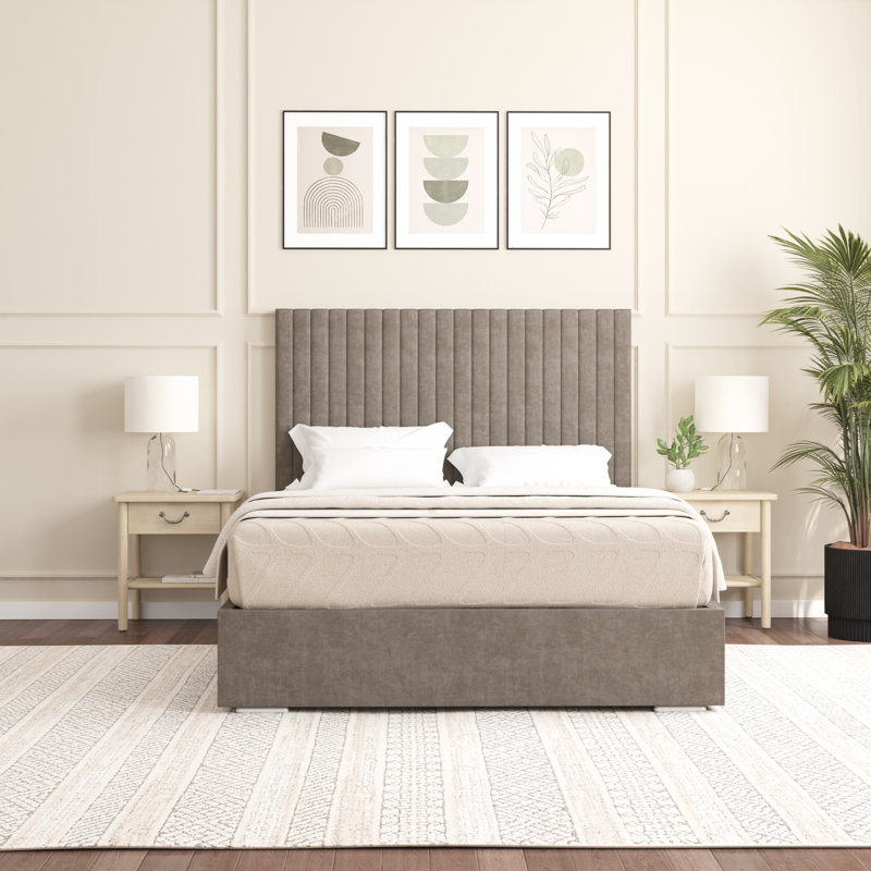 Aidean Upholstered Bed Frame, Single (3'), Mole