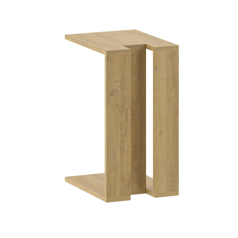 Madelyn Modern Compact C Shape Side Table, Oak