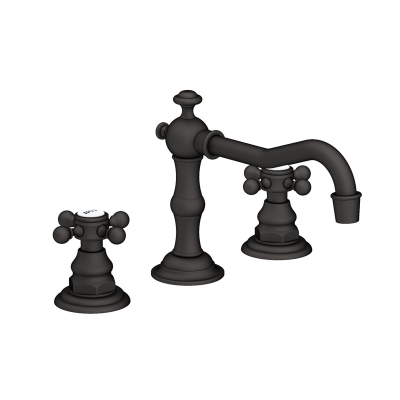 Chesterfield Widespread Bathroom Faucet with Drain Assembly, Flat Black