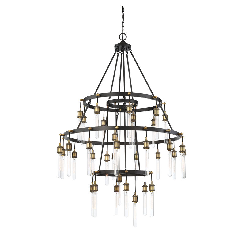 Lustre en roue de chariot unique 35-light Wuest