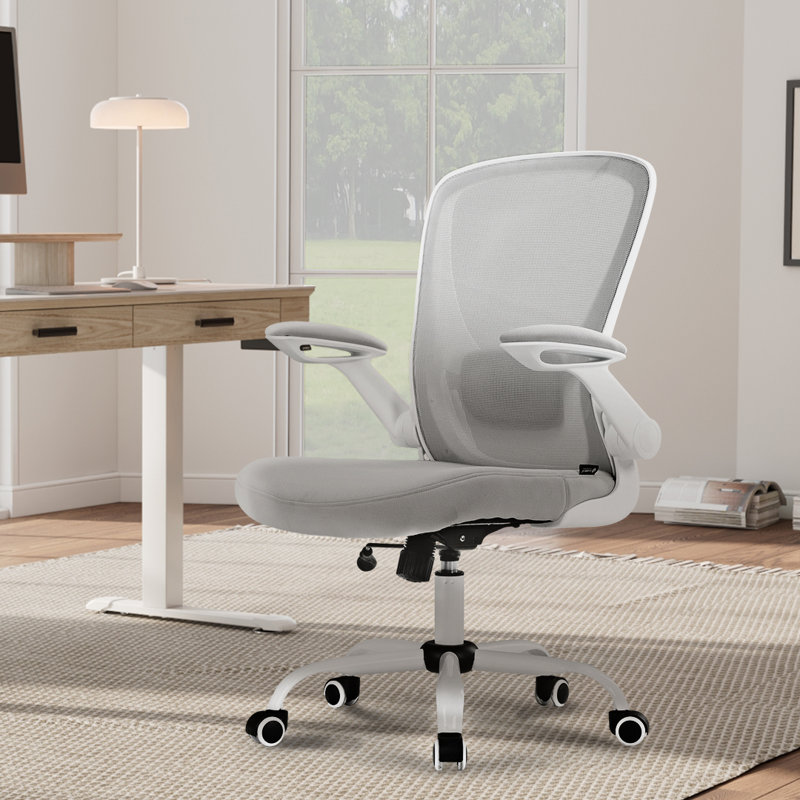Girdie Mesh Office Task Chair With Flip-Up Arms, Gray