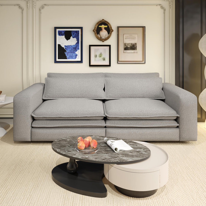 93" King Size Pull Out Sofa Bed, LIGHT GREY