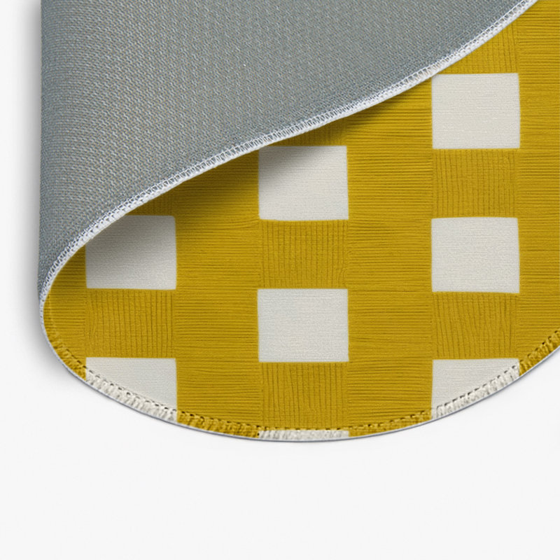 Tapis d'intérieur et d'extérieur à carreaux brun, Rond 5 pi
