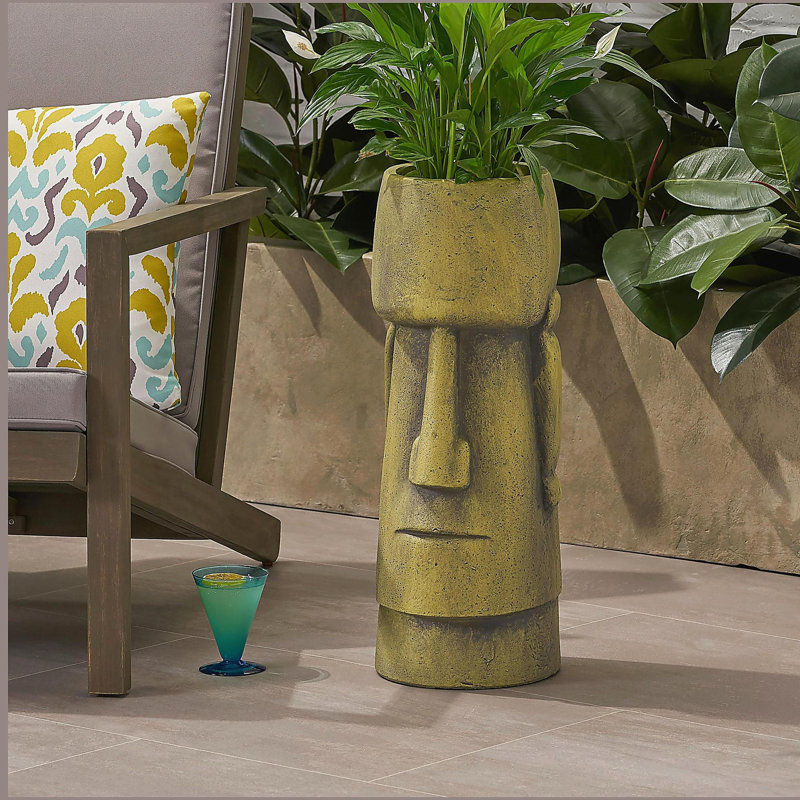 Outdoor Planter, 24" H x 8.75" W x 8.75" D, Antique Green