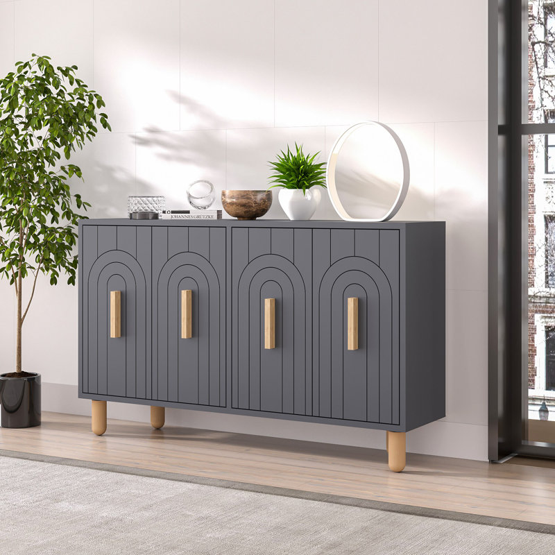 Modern Anthracite Console Table, 47.2 x 29.0 x 11.6 inches | 100% Melamine Coated Particle Board, Thickness: 0.7 inches | Stylish Geometric Design, Perfect for Entryway or Living Room, Durable & Elegant