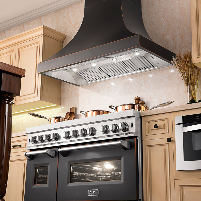 ZLINE 30" Designer Series Fingerprint Resistant Stainless Steel Ducted Wall Range Hood (8632S-30), Hand-Hammered Copper