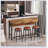 3-Drawer Long Dining Table Set with Power Outlets, Bar Kitchen Table Set with Circular PU Stools-376654134-376654132