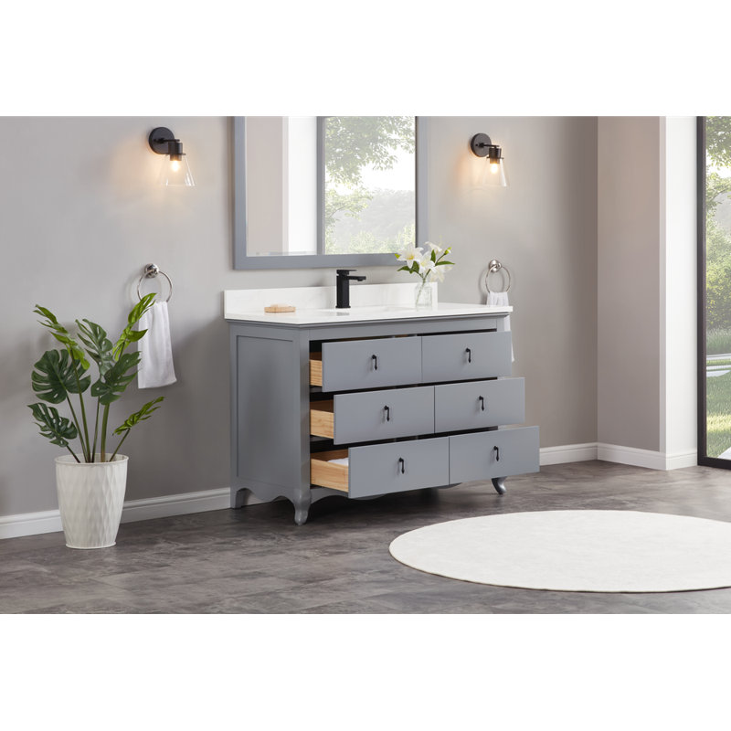 48" Solid Wood Sink Vanity  With 1' Artificial Stone Top, Cadet