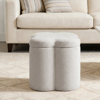 17" Upholstered Flower Ottoman with Storage