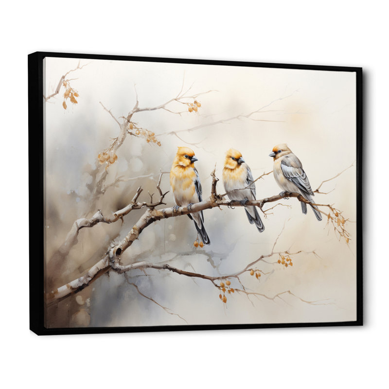 «Bird Silent Watcher VI» - art mural oiseau, H 30 po x l 40 po x P 1,5 po, Cadre flottant noir
