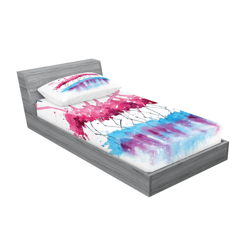 Drap-housse et coussin décoratif Ambesonne, Ensemble de draps pour lit simple + 5 pièces supp