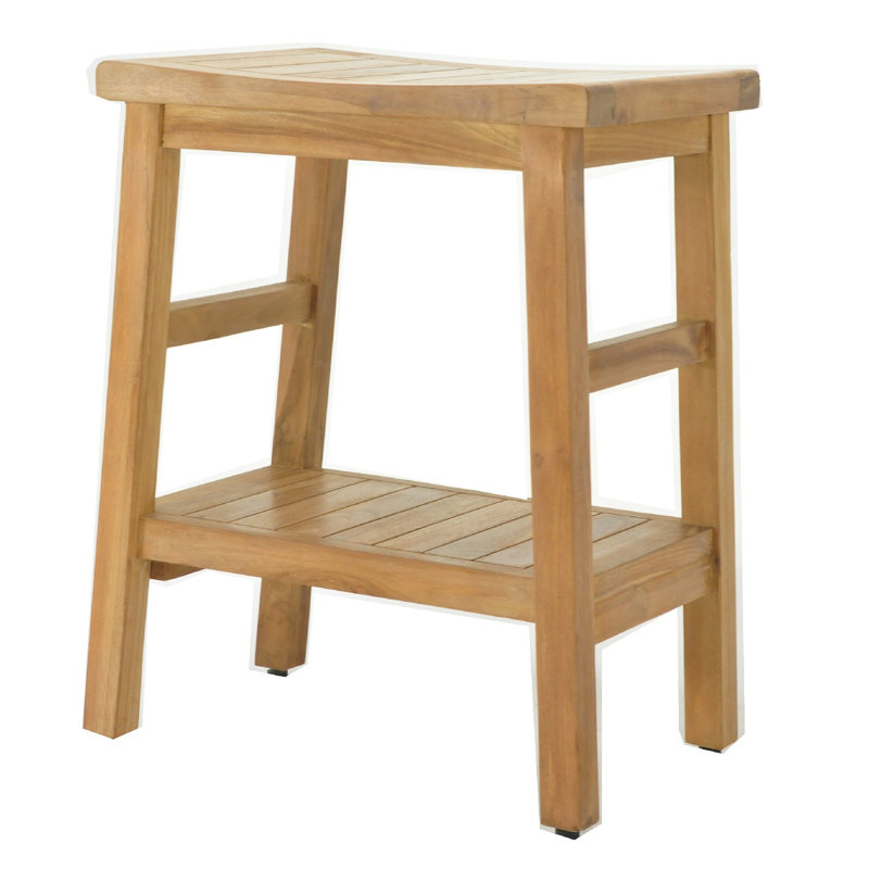 Spateak Grade-A Teak Wood Manchester Shower Seat 18" Outdoor Patio Stool Bench