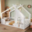 Lit de maison avec fenêtre et petite tablette, lit en bois avec toit en forme de maison, sans sommier-944789944-944789946