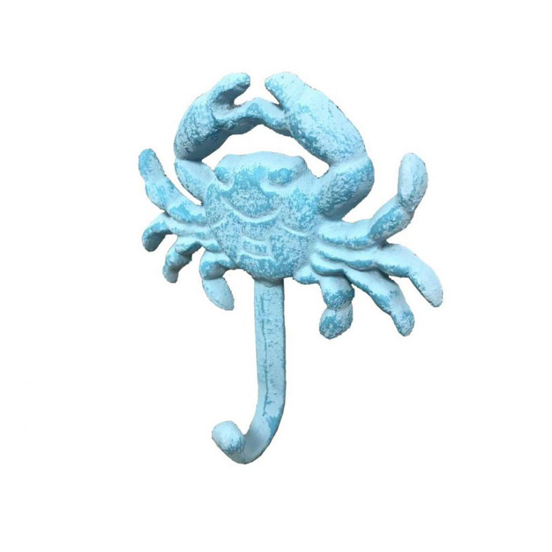 Crochet mural crabe Jonette, Bleu pâle rustique