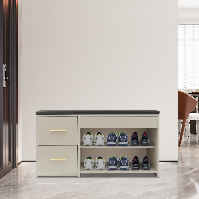Banc de rangement pour chaussures avec coussin d'entrée