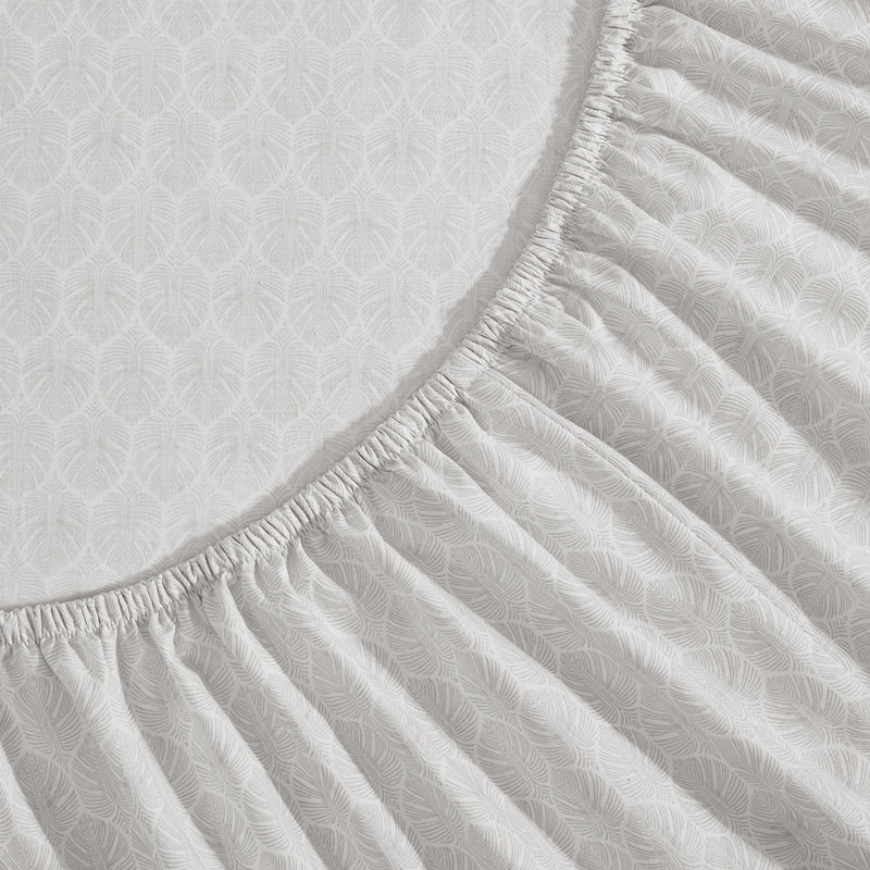 Tommy Bahama Printed Percale Cotton Sheet Set, Queen Sheet Set with 2 Pillowcases, Line Palms Gray