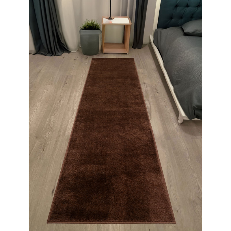 Custom Size Jehona Collection Solid Copper Brown Medium Pile Slip Resistant Runner Rugs by Feet, Runner 2'2" x 6'