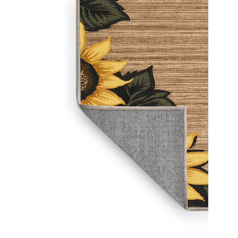  Tapis lavable en coin tournesols, Rectangle 5 pi x 7 pi