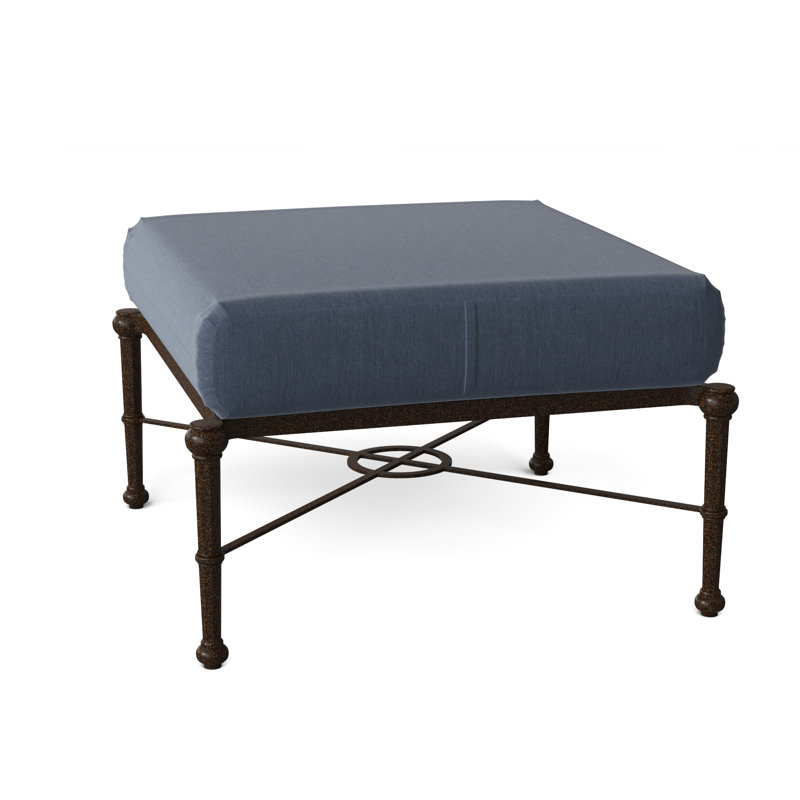Repose-pieds d'extérieur avec coussin Delphi, Tissage uni palette indigo Sunbrella®, Brun châtaigne