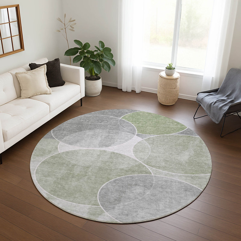 Machine Washable Indoor/Outdoor Pablo ACN2286 Geometric Rug, Round 8'
