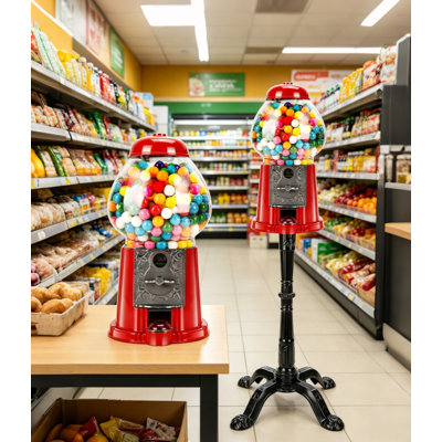Commercial Big Gumball Machine With Stand Key-Operated Uncharged Candy Dispenser Machine Bubble Gum Machine Coin Operated Metal Candy Machine Halloween Christmas Fun Party Gift
