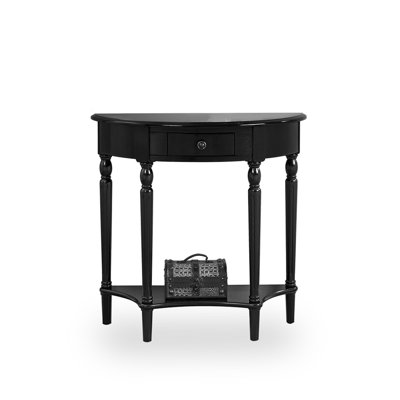 Black Solid + Manufactured Wood Half-circle Console Table