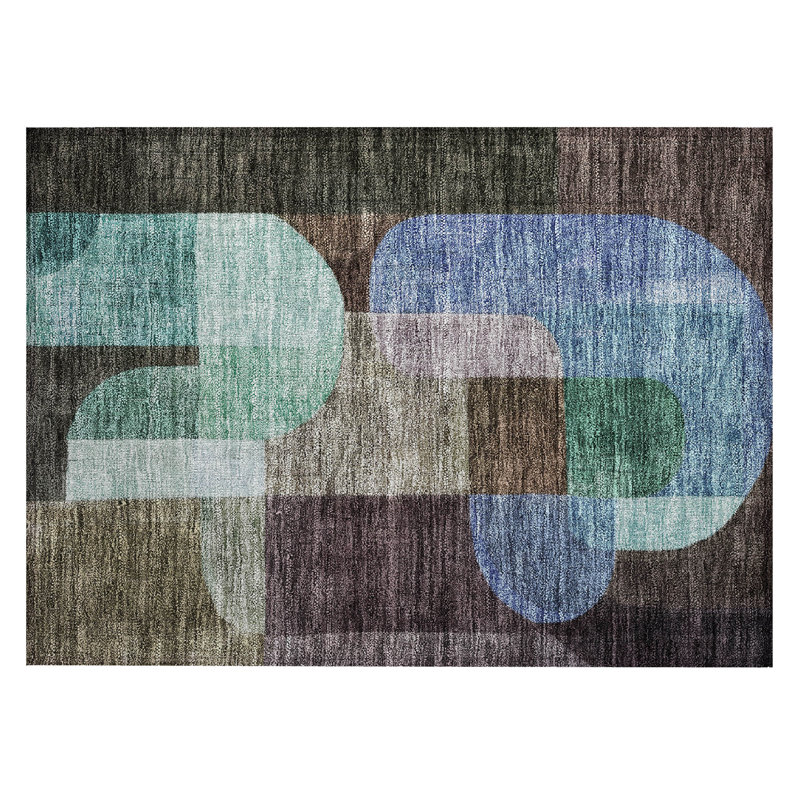 Machine Washable Indoor/Outdoor Chantille ACN1122 Brown Rug, Rectangle 1'8" x 2'6"