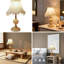Lampe de table de style Tiffany avec base dorée et abat-jour tambour, design européen classique pour table de chevet de chambre à coucher ou décor de salon