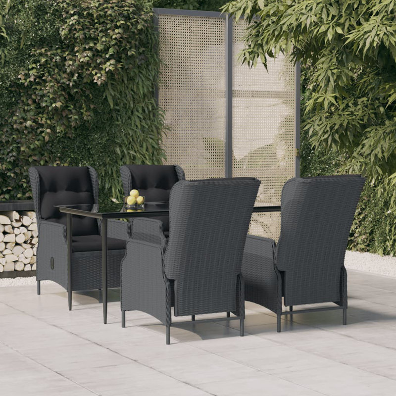 Figuaro Rectangular 4 - Person 63" Long Dining Set with Cushions, Dark Gray
