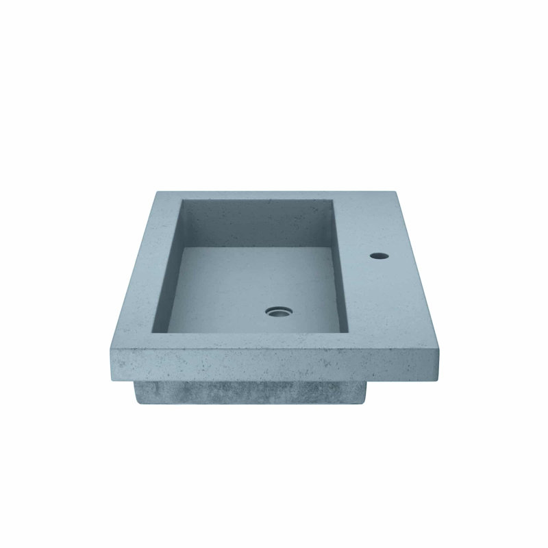 Trough Handmade Rectangular Drop-In Bathroom Sink, Single Faucet Hole, Ocean