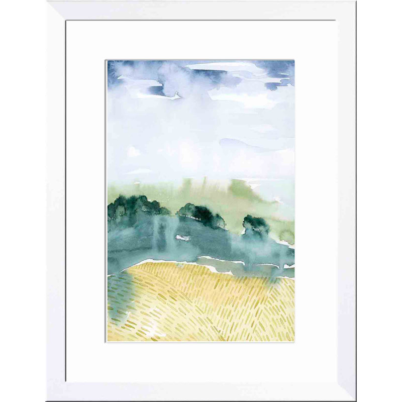 «Mountain Vale I» par Grace Popp - peinture encadrée, H 32 po x l 48 po, Blanc