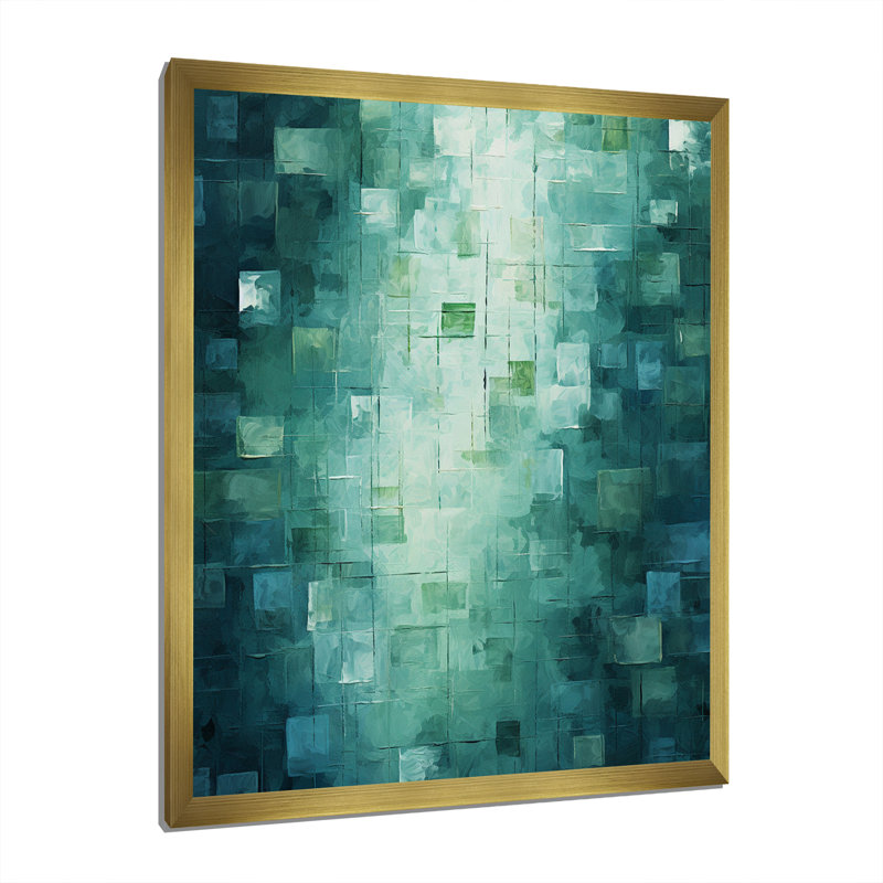 Evanescence Of Dreams Retro Abstract Teal I - Abstract Painting Wall Decor, 40" H x 30" W x 1.5" D
