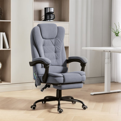 Fauteuil de bureau à 7 points de massage à vibration avec roues pivotantes, gris