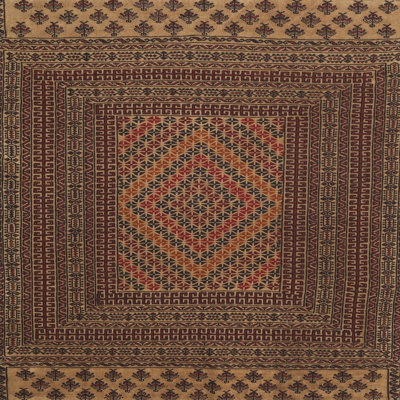 Tapis orange/rouge/brun traditionnel Lorrain