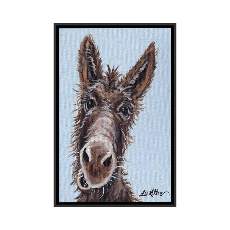 «Rufus The Donkey On Blue Grey» par Hippie Hound Studios, impression sur toile tendue, H 26 po x l 18 po x P 1,5 po