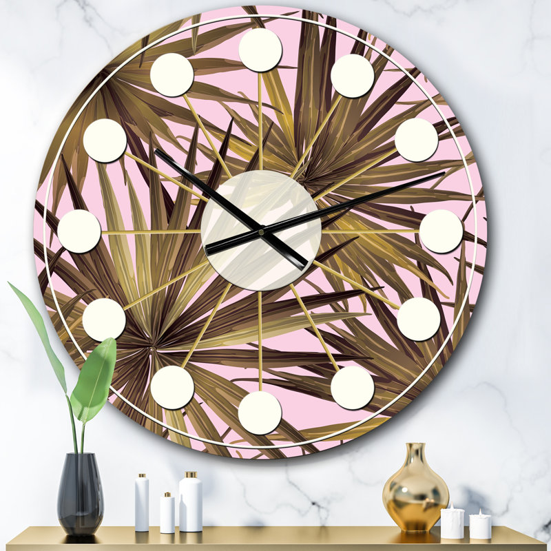 Horloge murale style tropical Mid-Century, Surdimensionné
