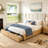 Modern Storage Platform Bed with Extra-Tall Wingback Headboard and Hidden Footboard Drawers-1108092537-1108092538