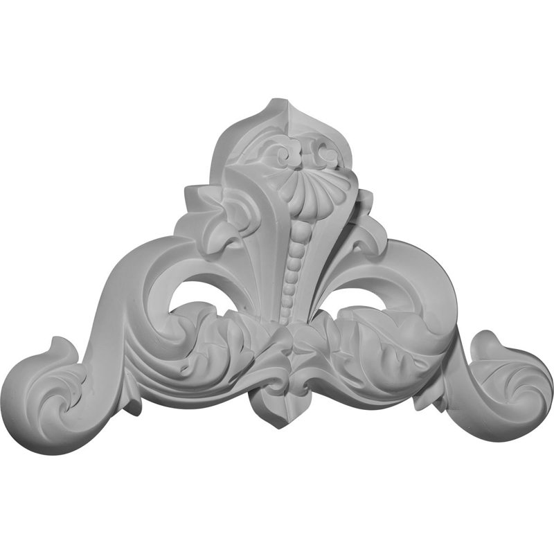 Gray Polyurethane Beaded Scroll Wall Applique