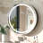 Gervon Lighted Surface Framed Round Medicine Cabinet Mirror Adjustable Shelf & AC Outlets-560910734-572611019
