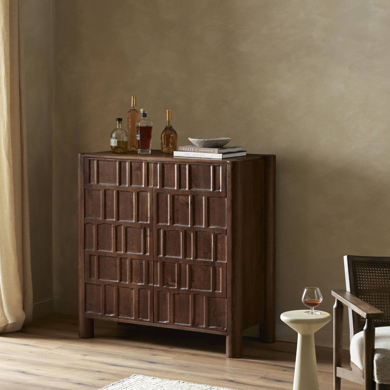 Ezri Bar Cabinet-Cocoa Oak, Brown