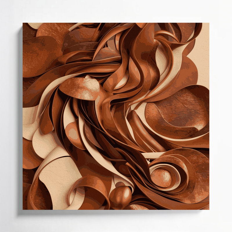 "Abstract Shapes" 52, art mural sur toile brune, H 12 po x l 12 po