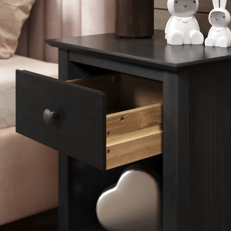  One Drawer End Table/Nightstand Black, Black